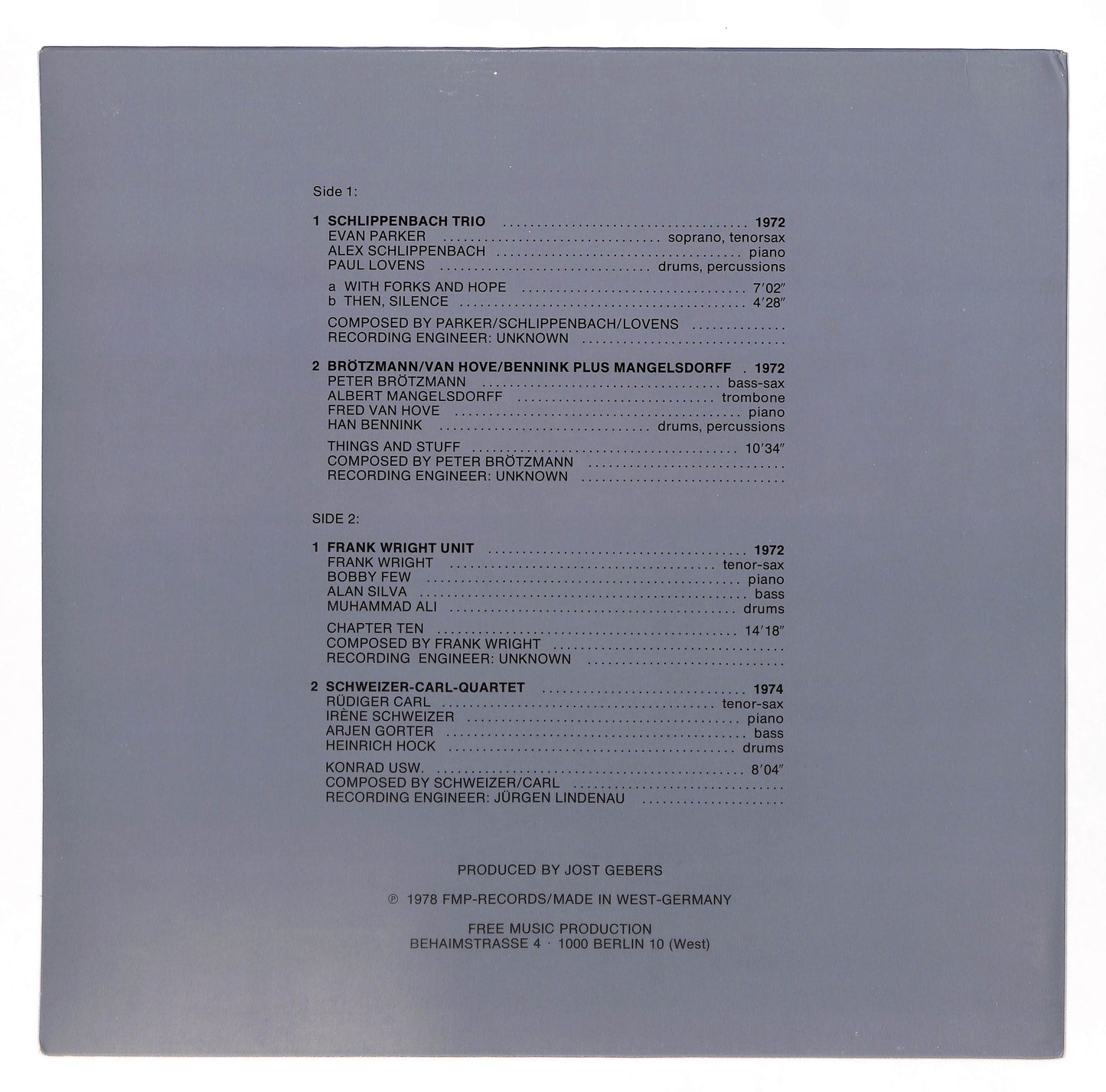 For Example - Workshop Freie Musik 1969 - 1978