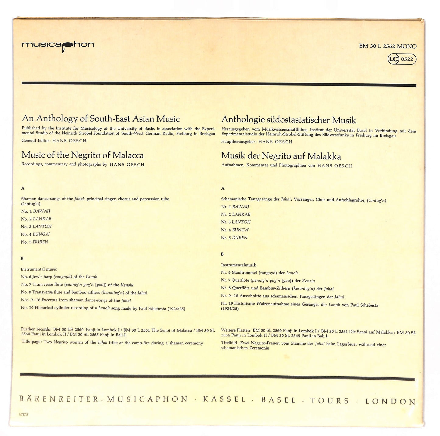 The Negrito Of Malacca - An Anthology of South-East Asian Music