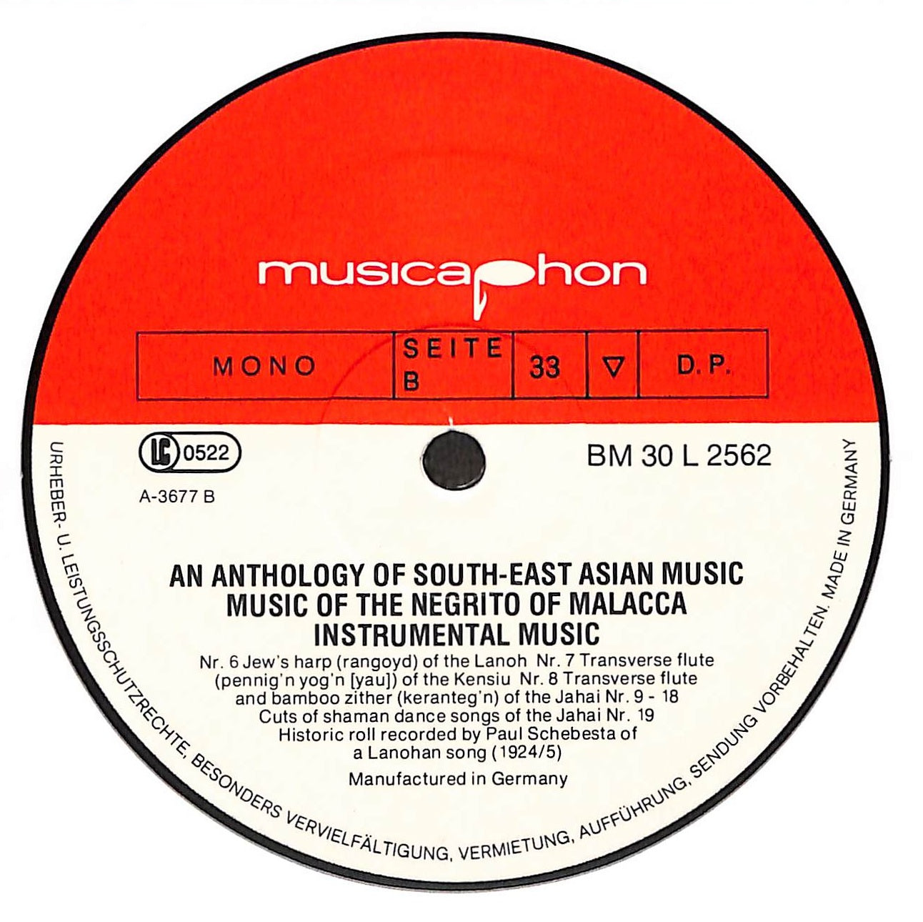 The Negrito Of Malacca - An Anthology of South-East Asian Music