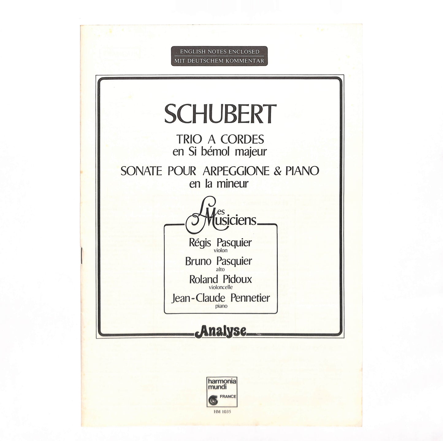 Sonate Pour Arpeggione & Piano En La Mineur / Trio À Cordes En Si Bémol Majeur
