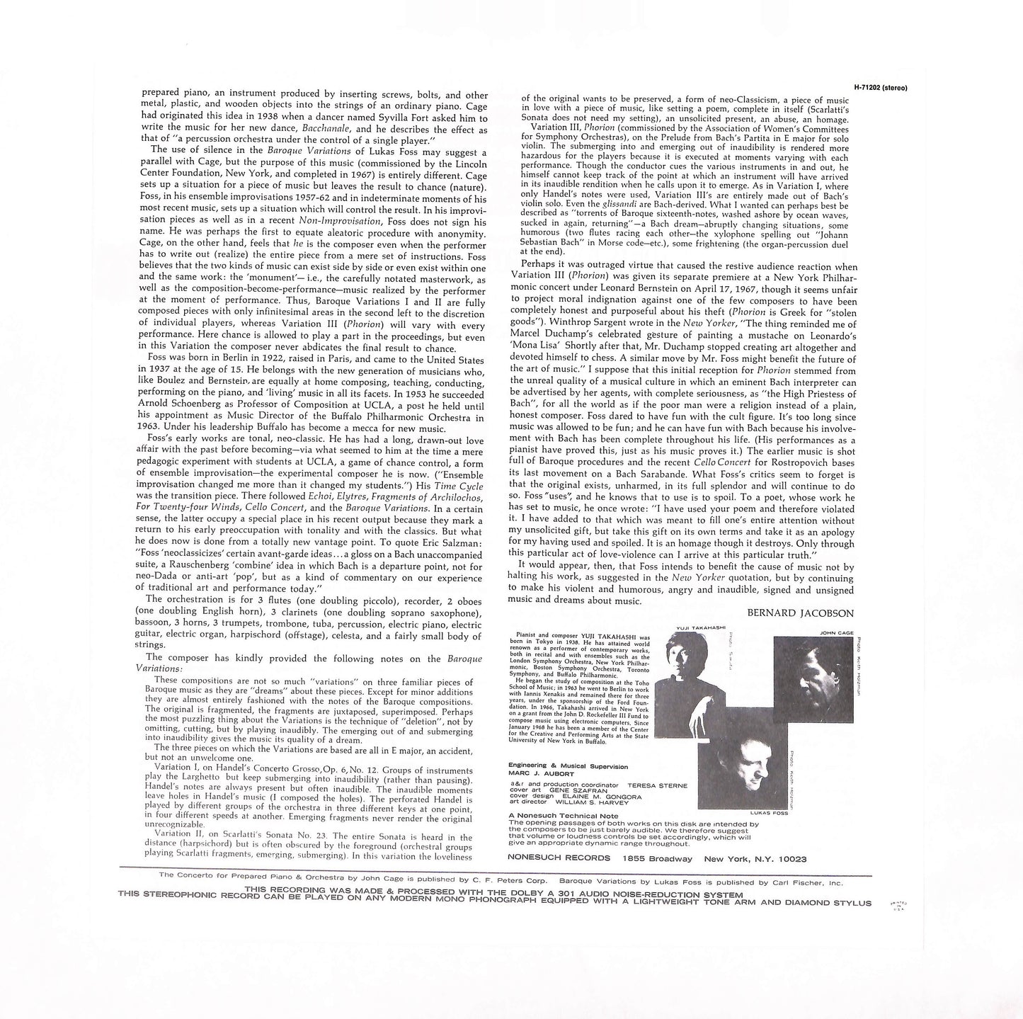 Concerto For Prepared Piano & Orchestra / Baroque Variations