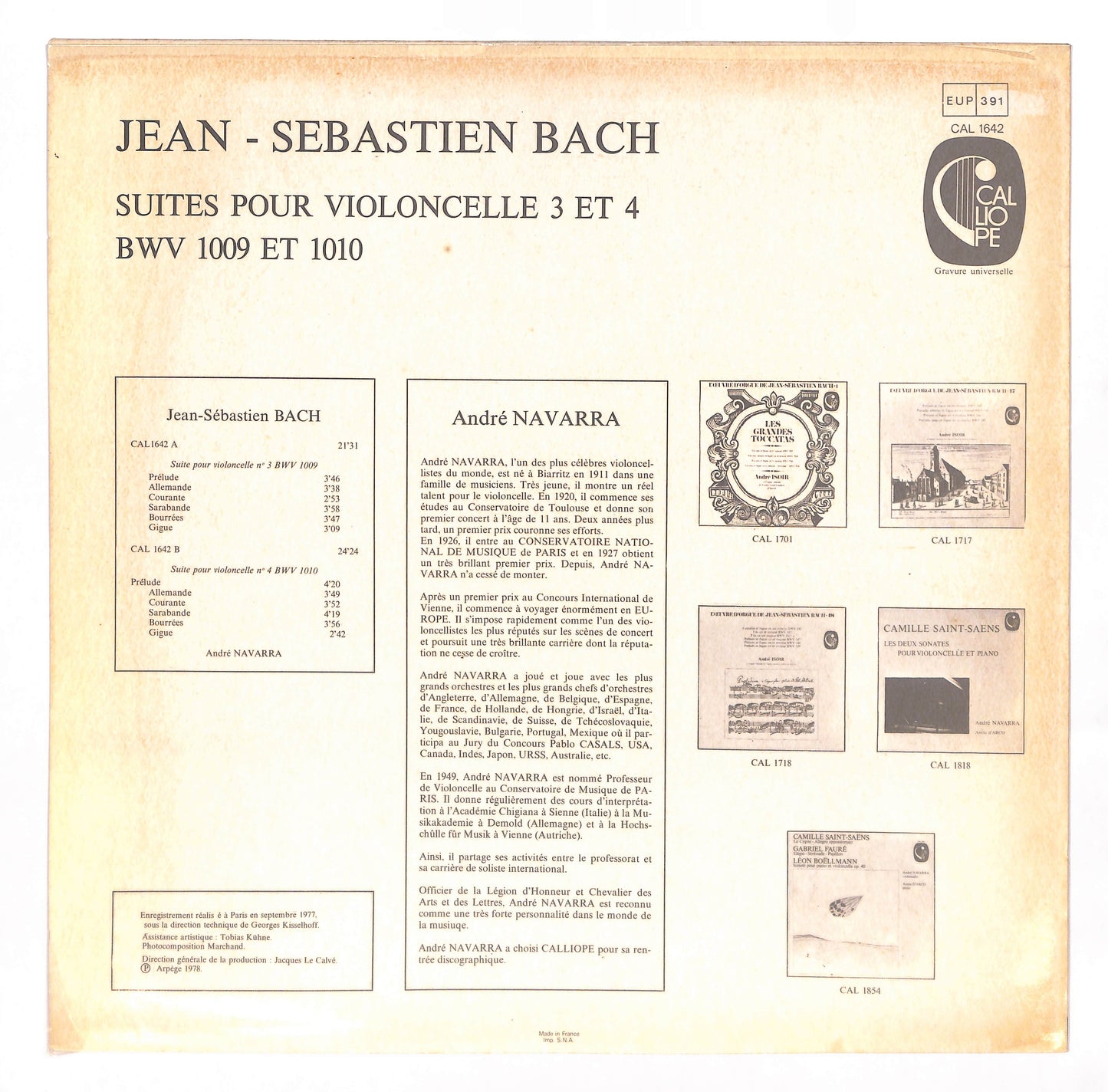 Suites Pour Violoncelle 3 Et 4 BWV 1009 Et 1010