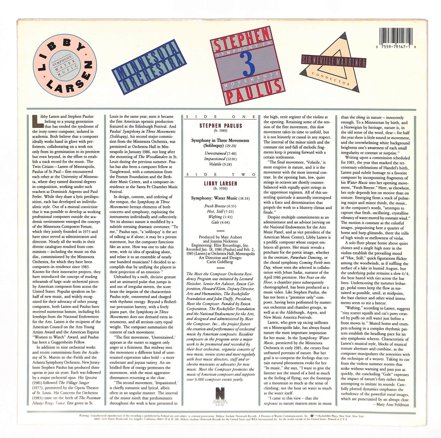 Symphony: Water Music / Symphony In 3 Movements (Soliloquy)