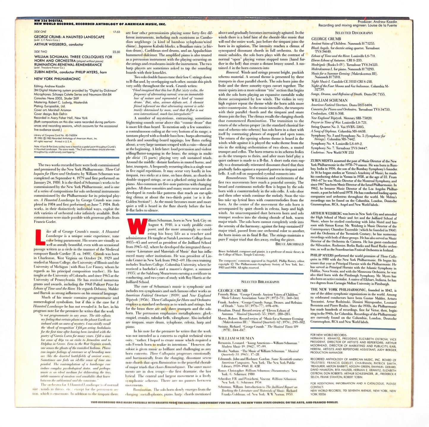 A Haunted Landscape / Three Colloquies For Horn And Orchestra