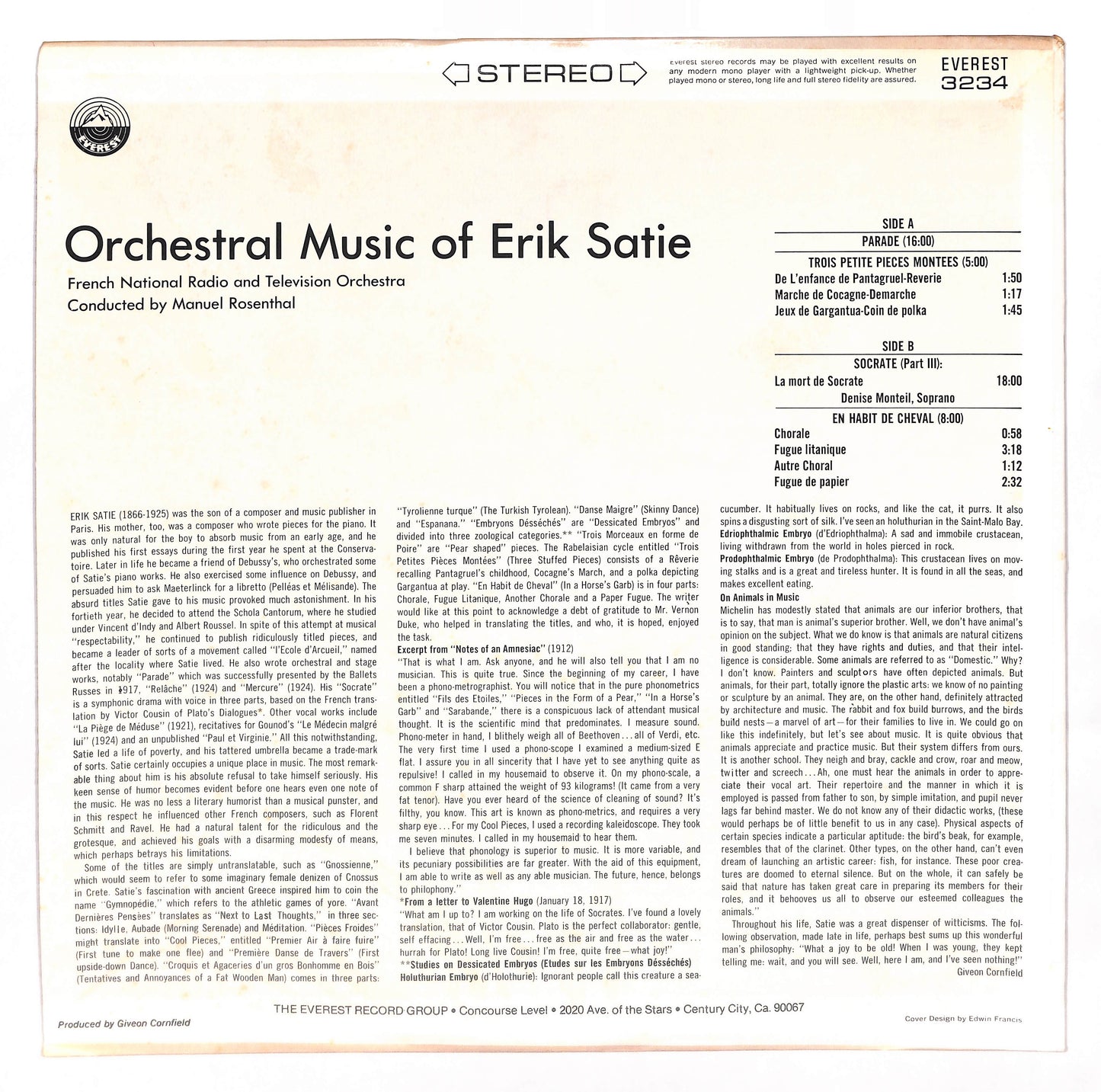 Orchestral Music Of Erik Satie