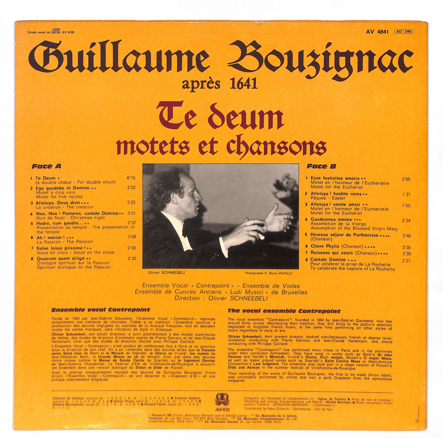 Guillaume Bouzignac Après 1641 - Te Deum - Motets Et Chansons