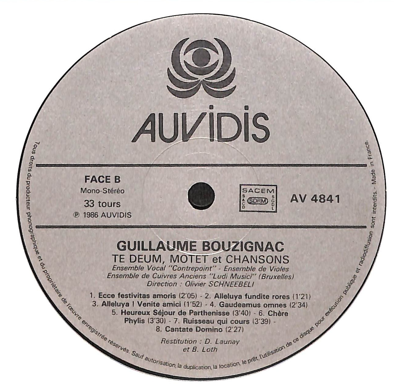 Guillaume Bouzignac Après 1641 - Te Deum - Motets Et Chansons