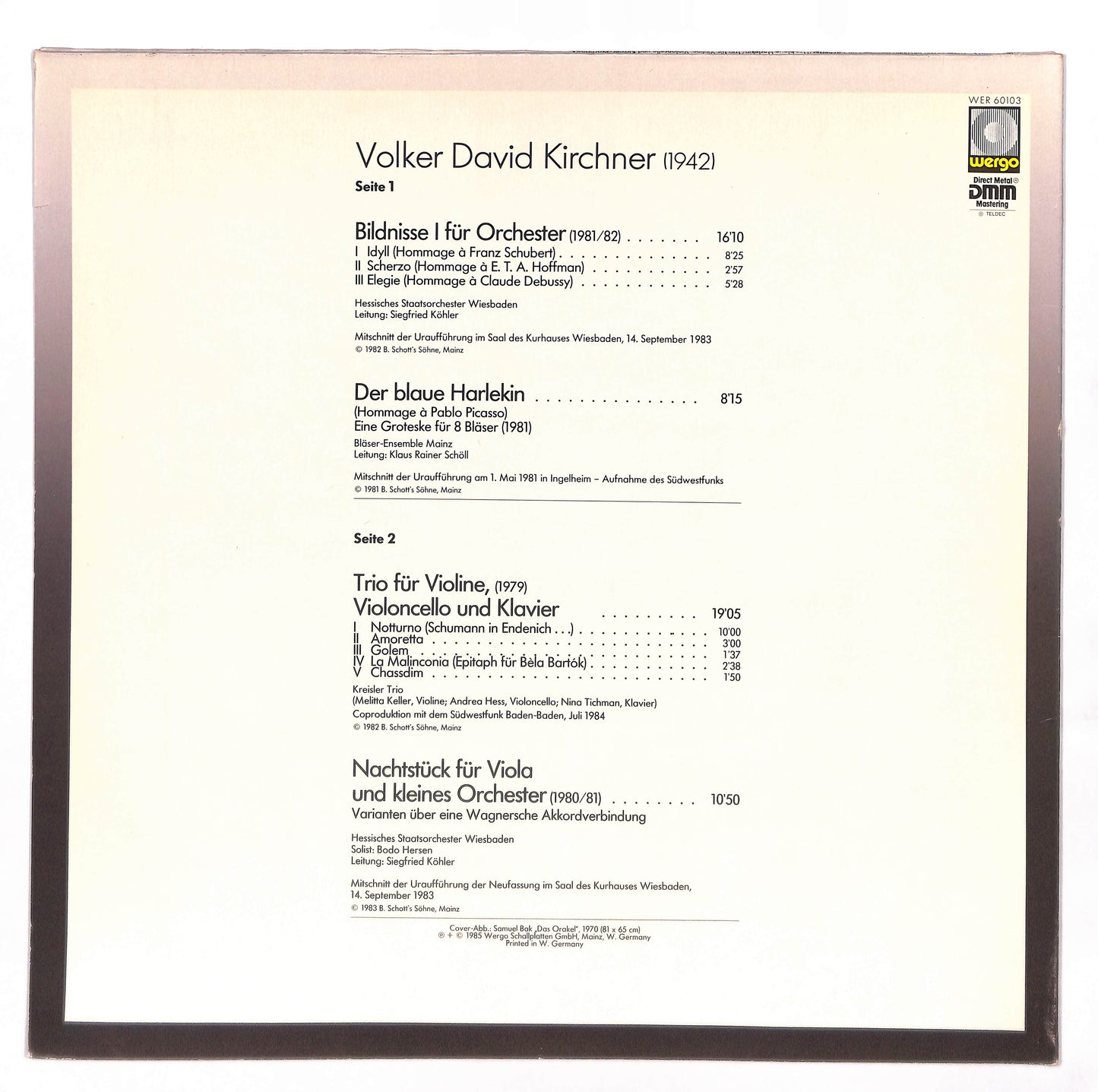 Bildnisse I – Harlekin – Trio – Nachtstück