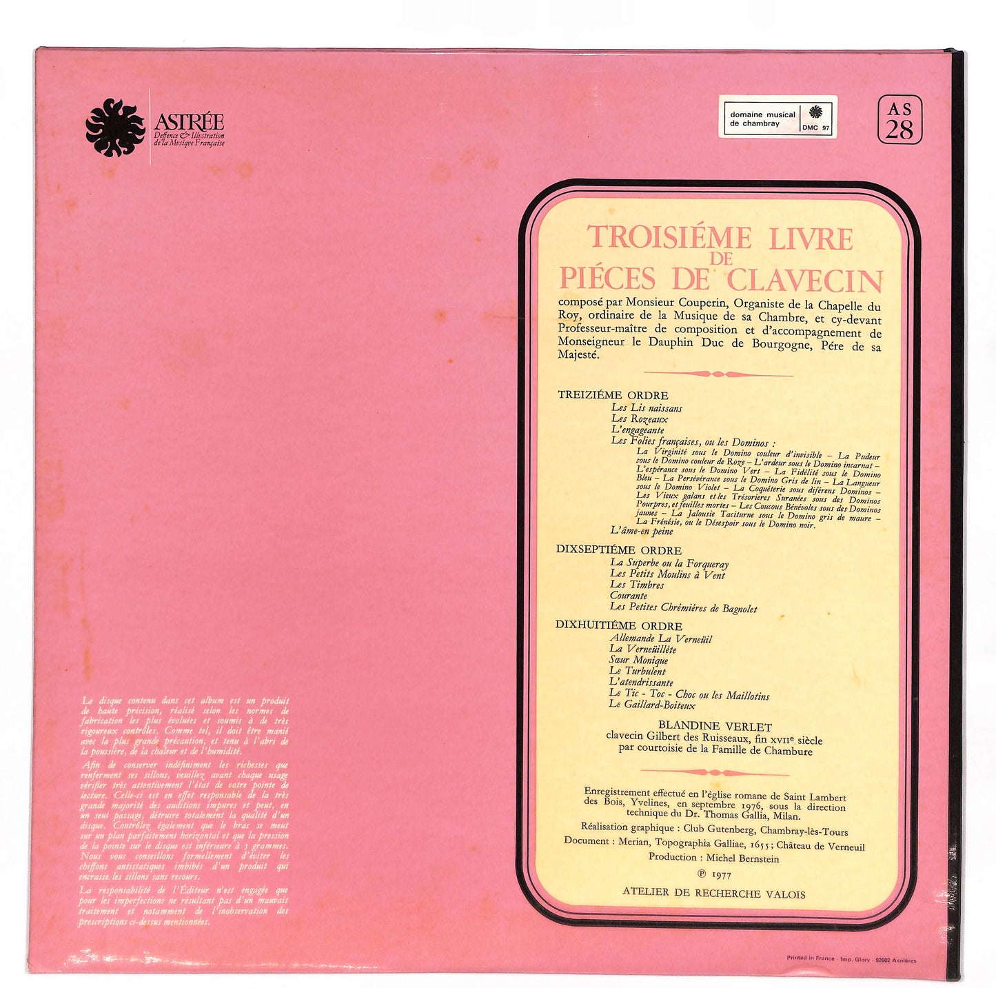 Troisiéme Livre De Piéces De Clavecin : Treiziéme, Dixseptiéme & Dixhuitiéme Ordres