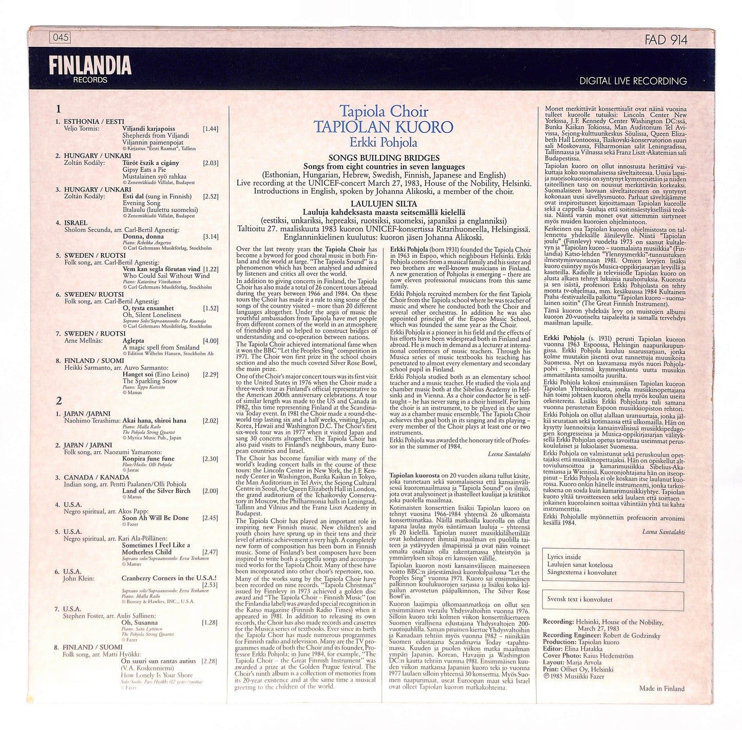 Songs Building Bridges  Laulujen Silta