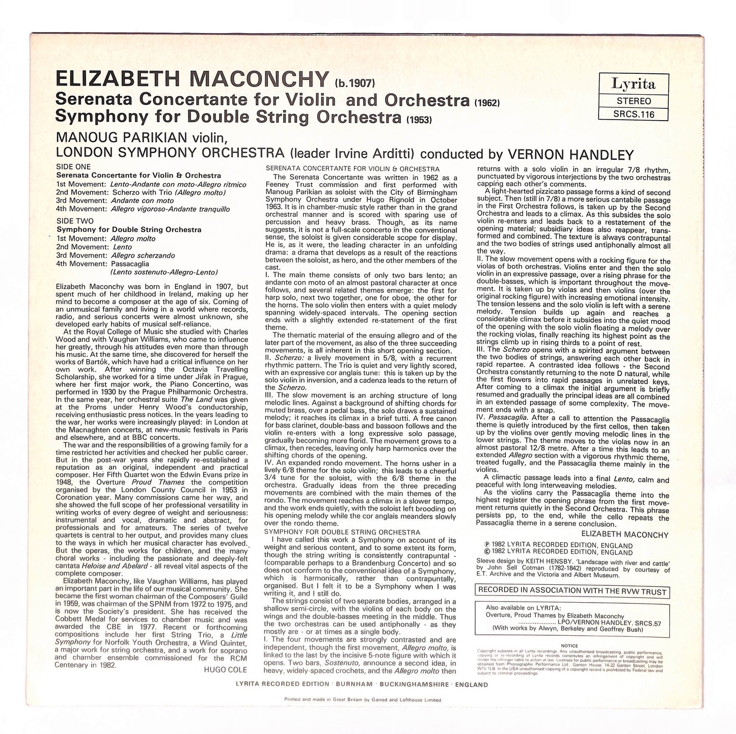 Serenata Concertante For Violin And Orchestra / Symphony For Double String Orchestra