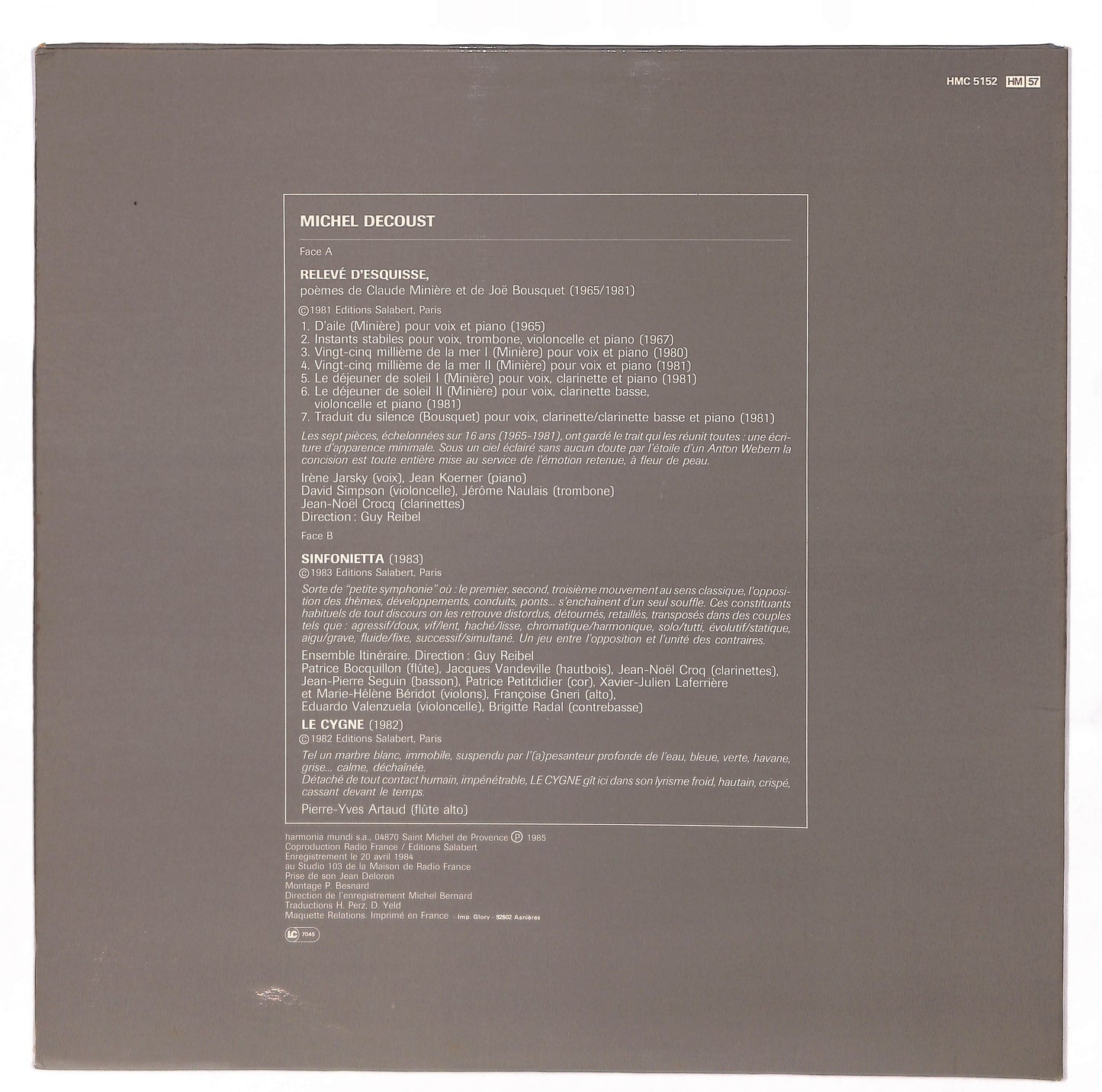 Relevé D'esquisse / Le Cygne / Sinfonietta