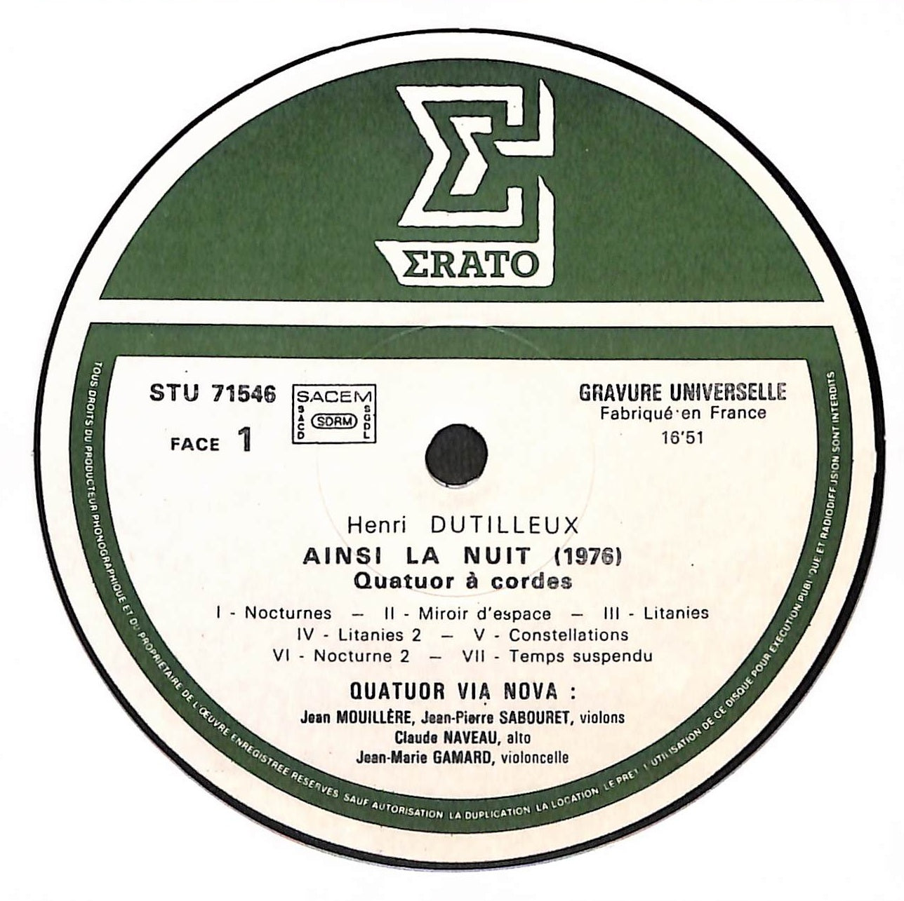 Ainsi La Nuit / Quatuor À Cordes Nº 1