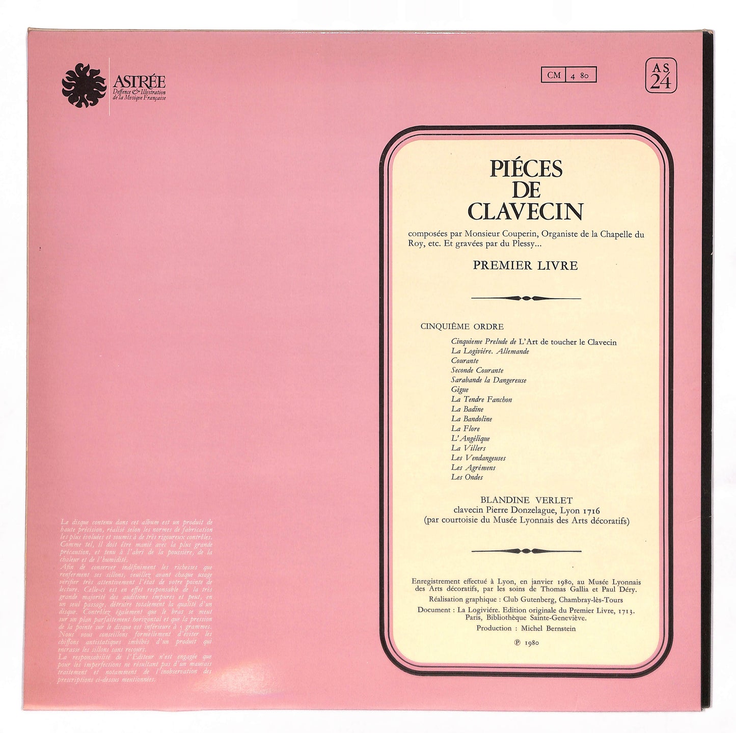 Premier Livre De Piéces De Clavecin - Cinquiême Ordre