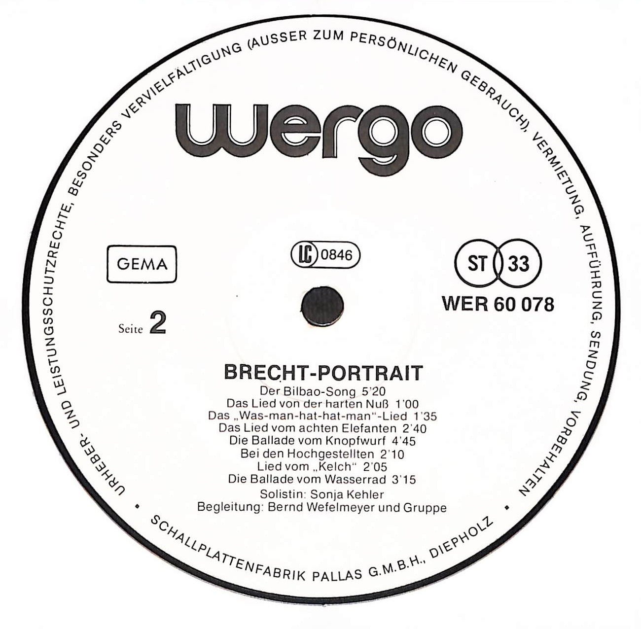 Brecht Portrait. Sonja Kehler Singt Bertolt Brecht