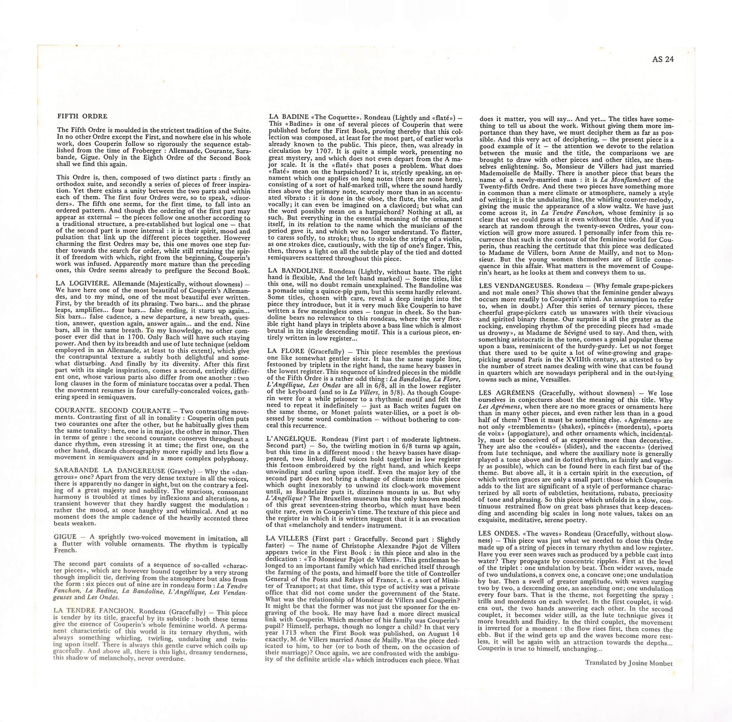 Premier Livre De Piéces De Clavecin - Cinquiême Ordre