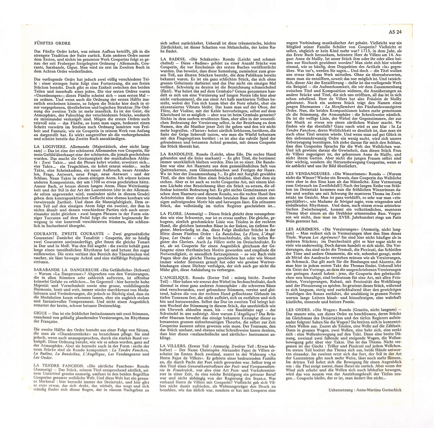 Premier Livre De Piéces De Clavecin - Cinquiême Ordre