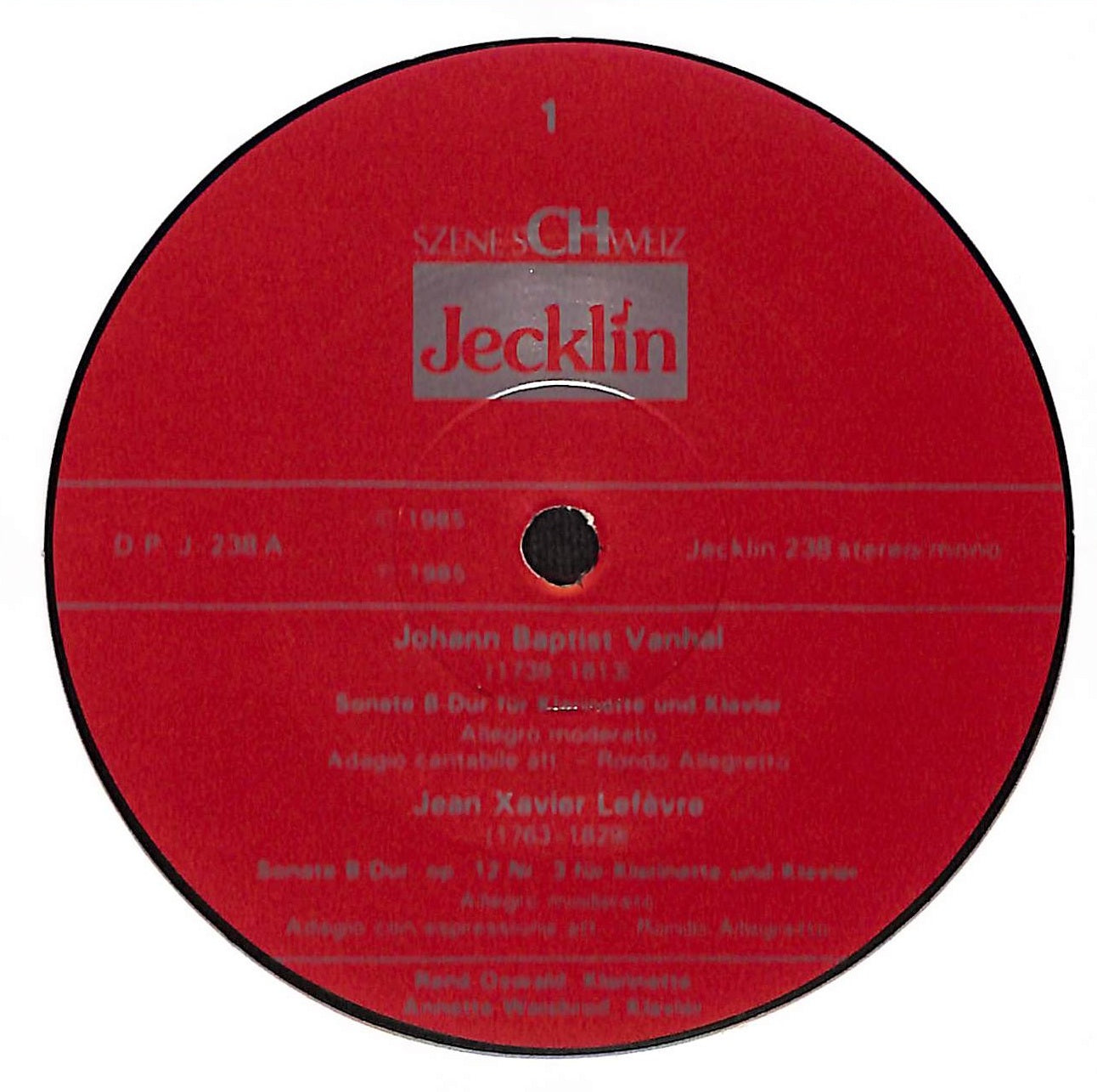 Johann Baptist Vanhal / Sonate B-Dur für Klarinette und Klavier