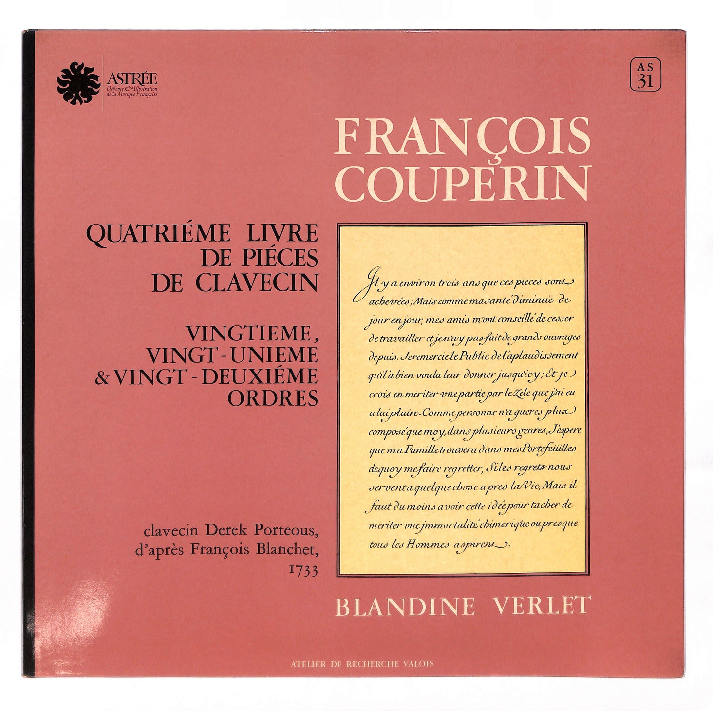 Quatrième Livre De Piéces De Clavecin : Vingtième, Vingt-Unième & Vingt-Deuxième Ordres