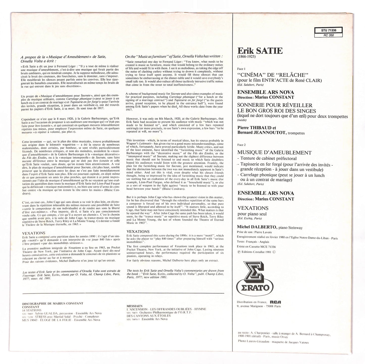 Entracte · Musique D'Ameublement · Sonnerie Pour Réveiller Le Roi Des Singes · Vexations