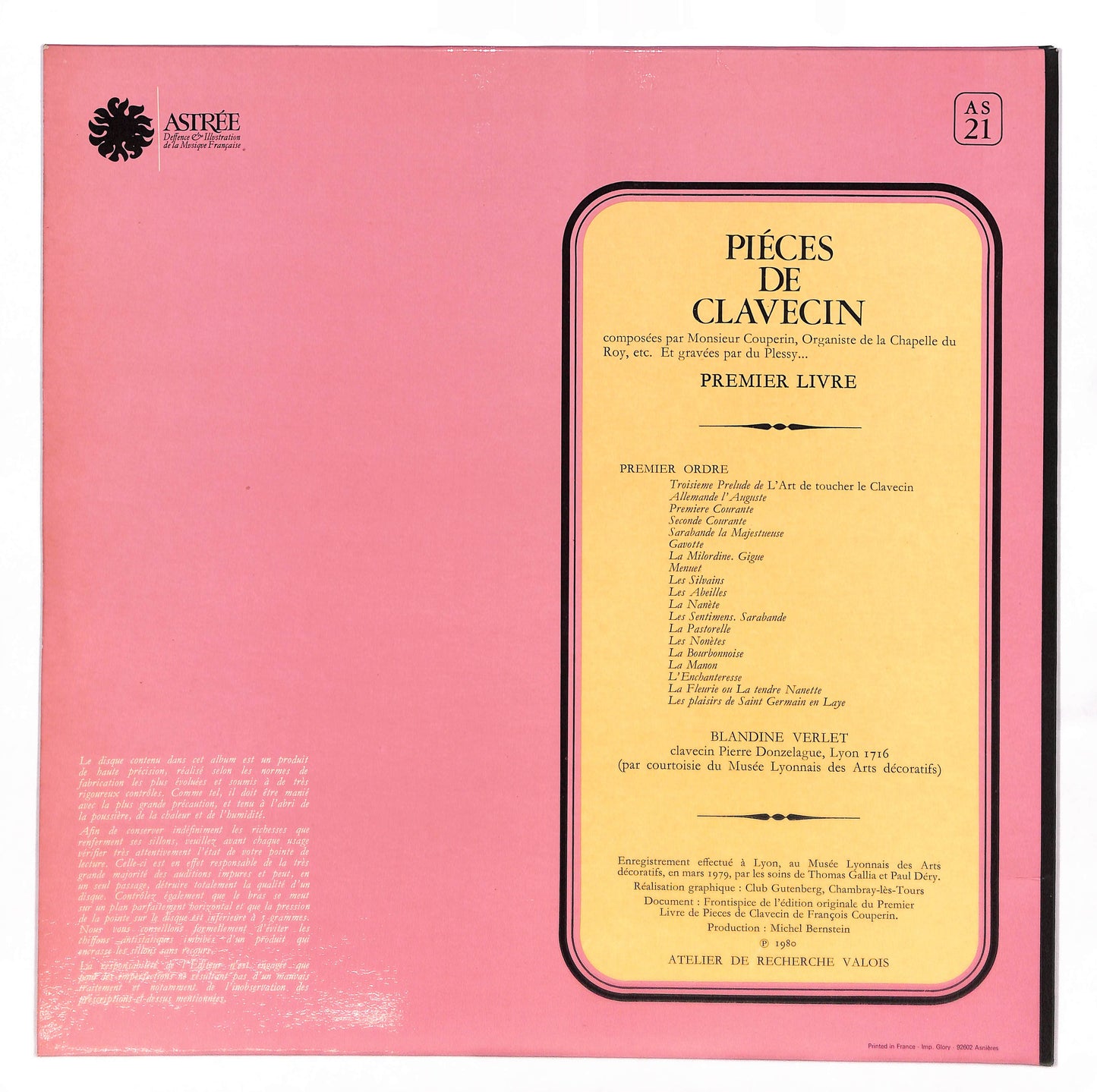 Premier Livre De Piéces De Clavecin : Premier Ordre