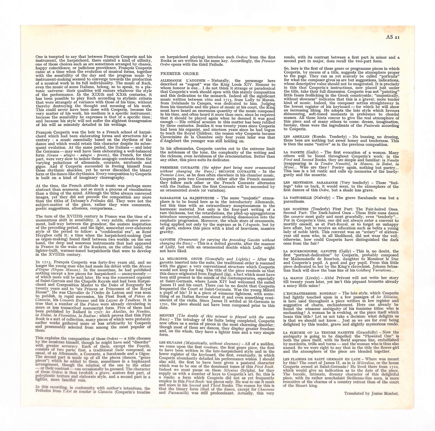 Premier Livre De Piéces De Clavecin : Premier Ordre