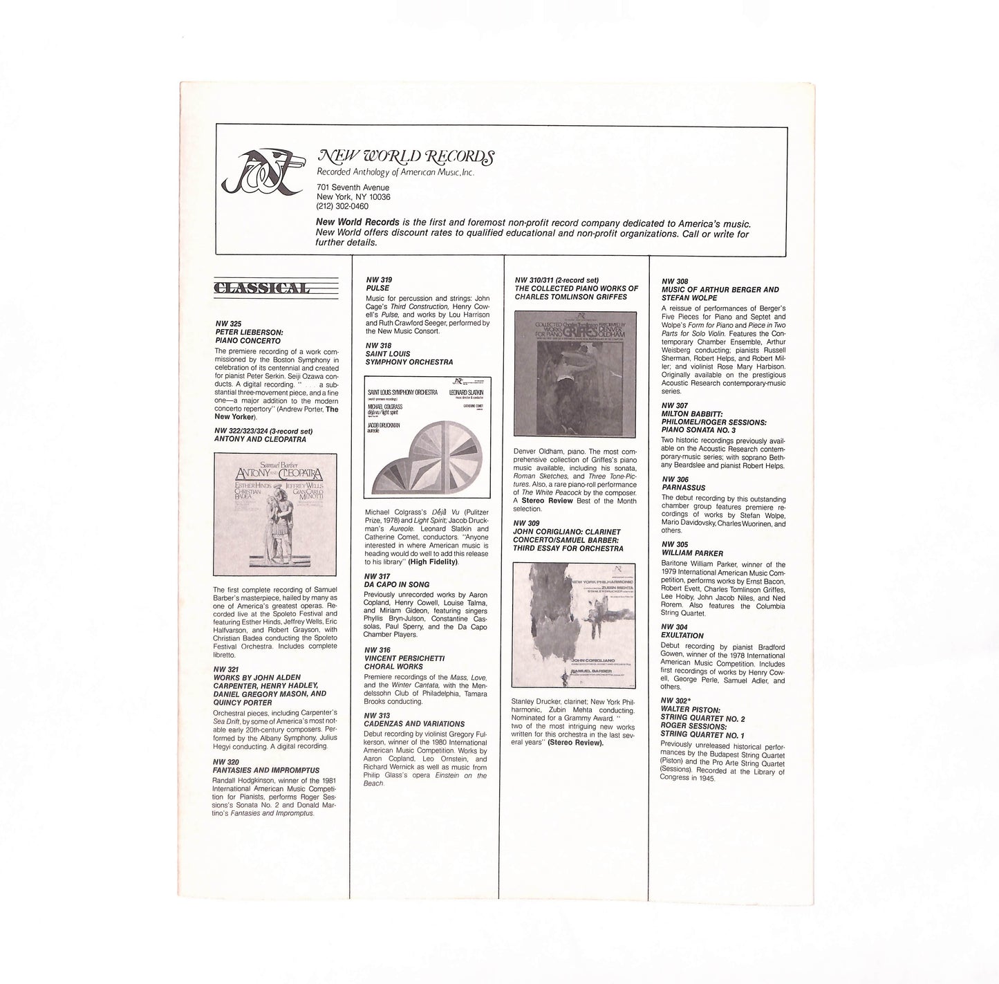 Concerto For Clarinet And Orchestra / Third Essay For Orchestra, Opus 47