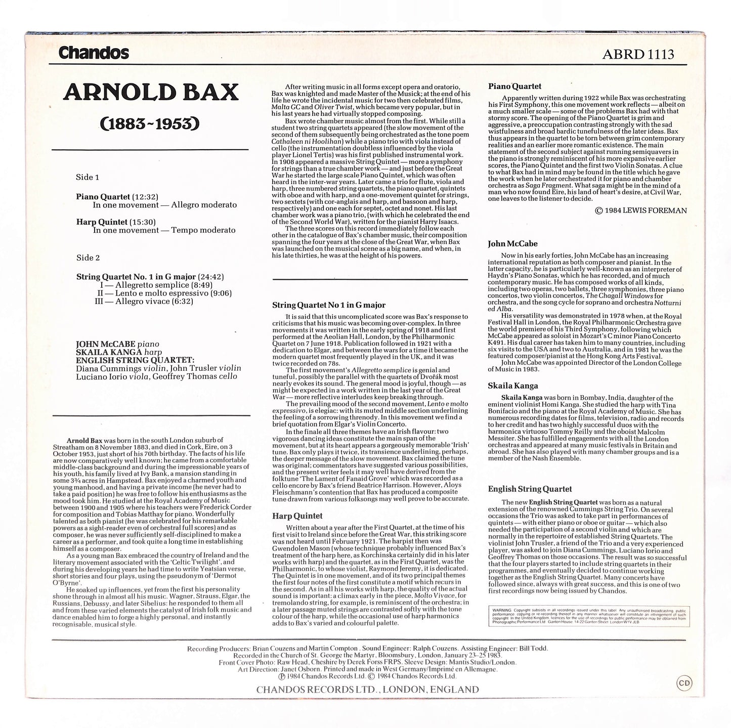 String Quartet No. 1 / Piano Quartet / Harp Quintet