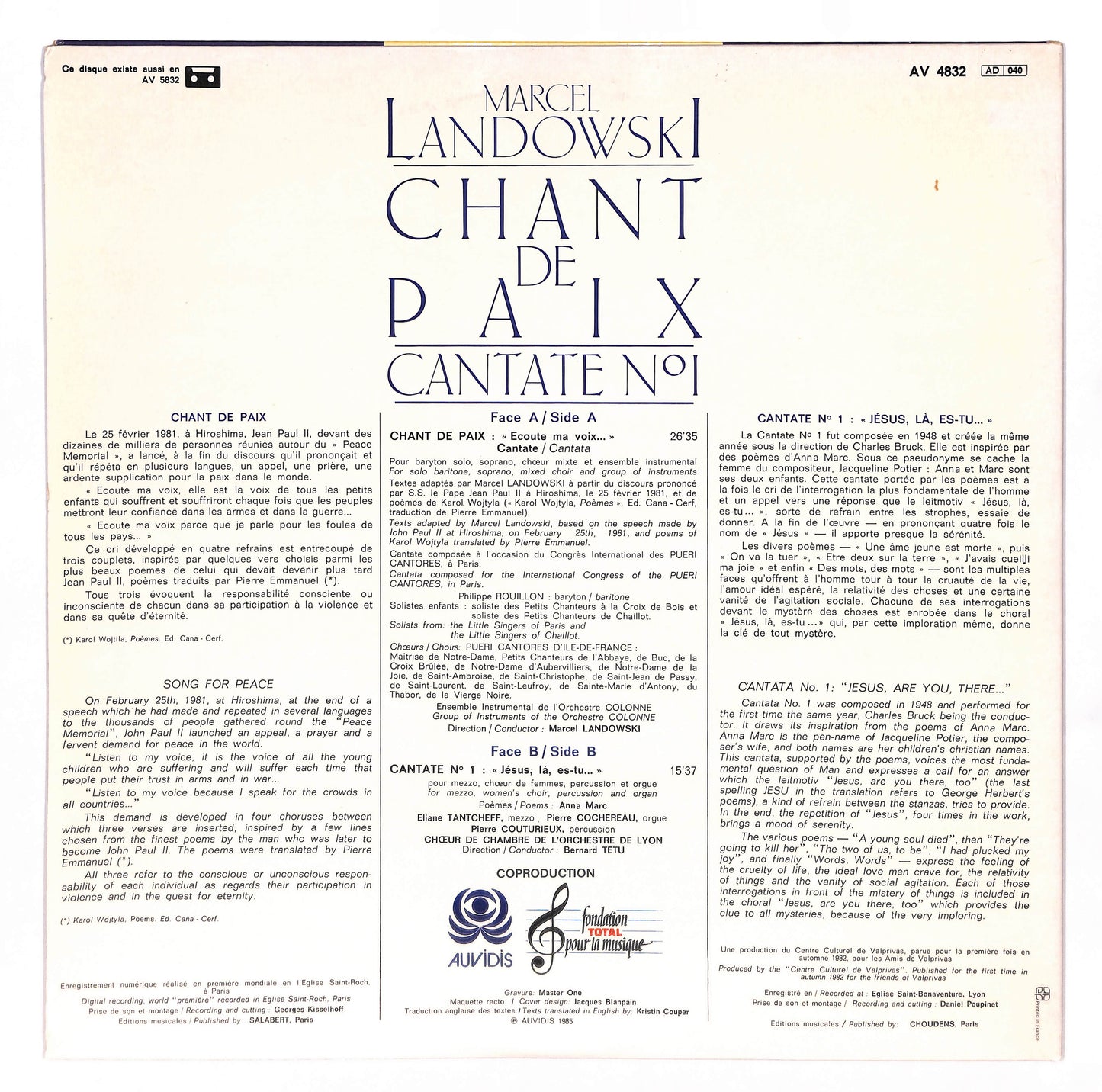 Chant de Paix - Cantate N°1