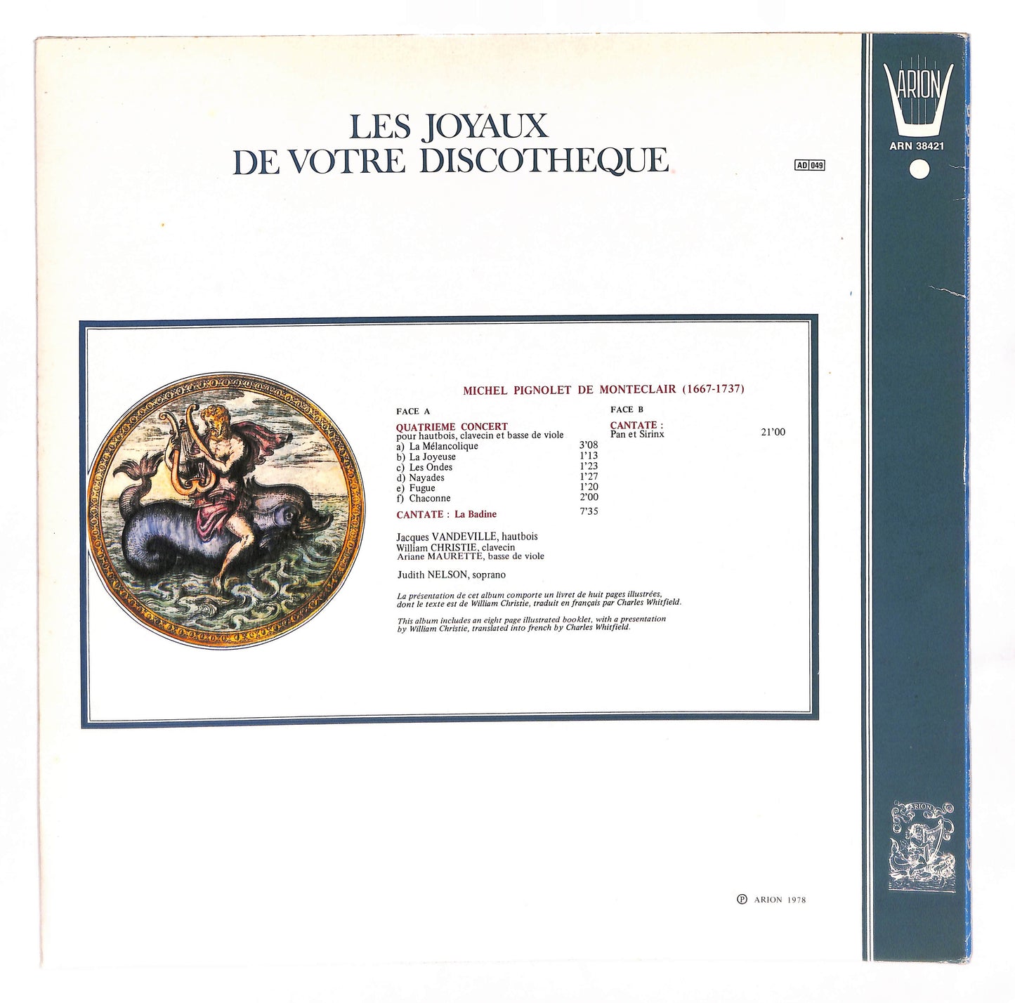 Quatrième Concert Pour Hautbois, Clavecin Et Basse De Viole (Extraits) / Quatrième Cantate : Pan Et Sirinx / Troisième Cantate : La Badine
