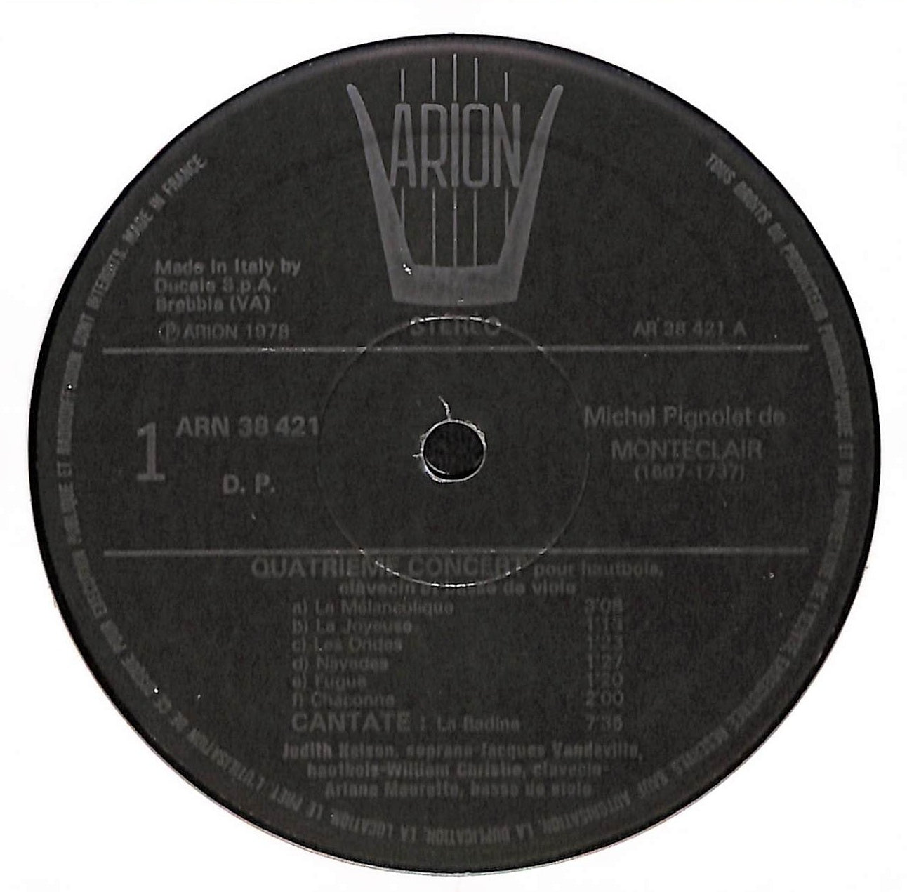 Quatrième Concert Pour Hautbois, Clavecin Et Basse De Viole (Extraits) / Quatrième Cantate : Pan Et Sirinx / Troisième Cantate : La Badine