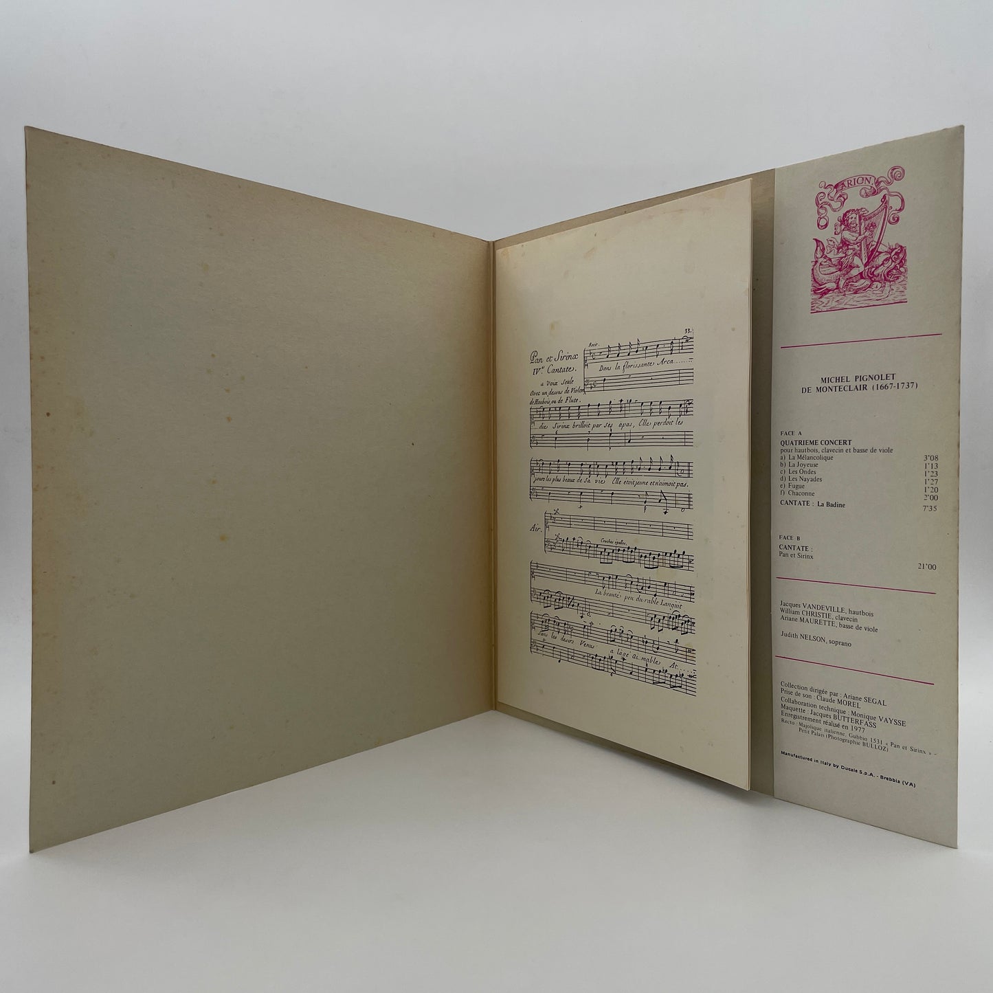 Quatrième Concert Pour Hautbois, Clavecin Et Basse De Viole (Extraits) / Quatrième Cantate : Pan Et Sirinx / Troisième Cantate : La Badine