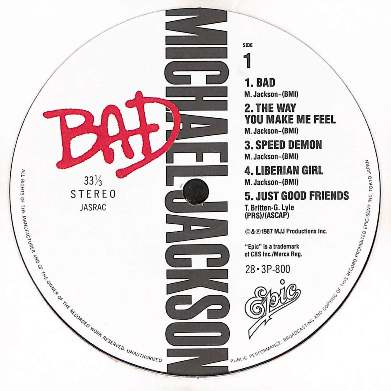 帯付/ 美品/Funk LP / Michael Jackson = マイケルジャクソン - Bad