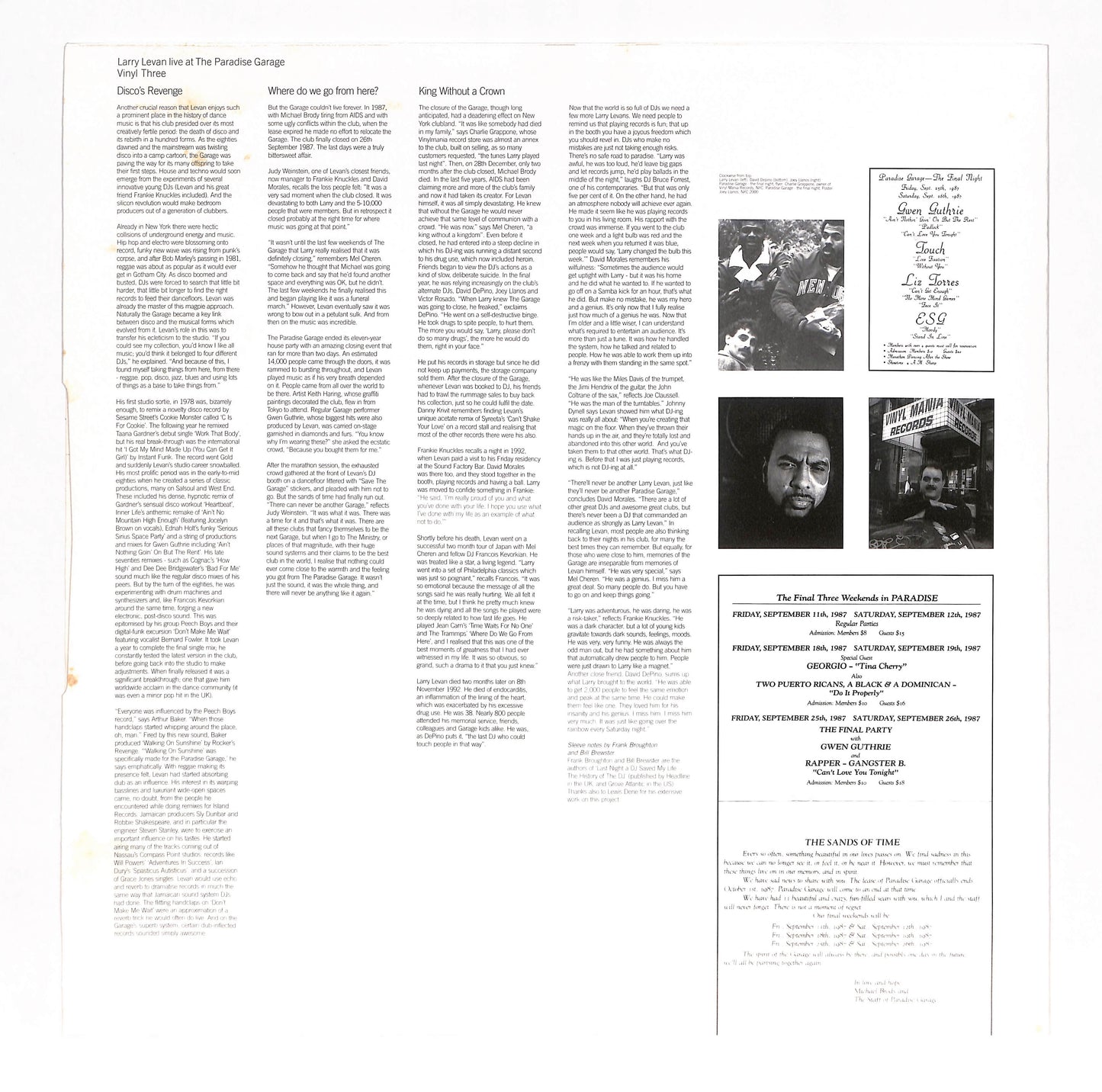 Larry Levan Live At The Paradise Garage