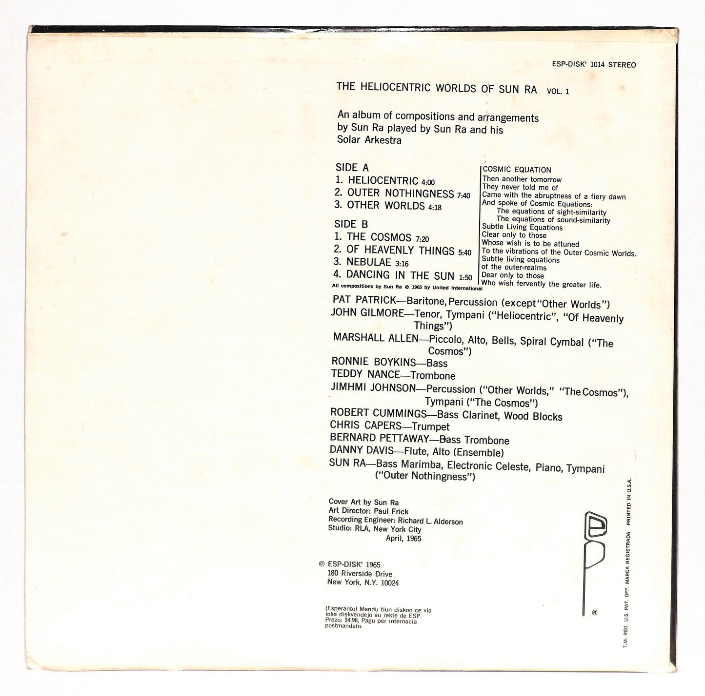 The Heliocentric Worlds Of Sun Ra, Vol. I