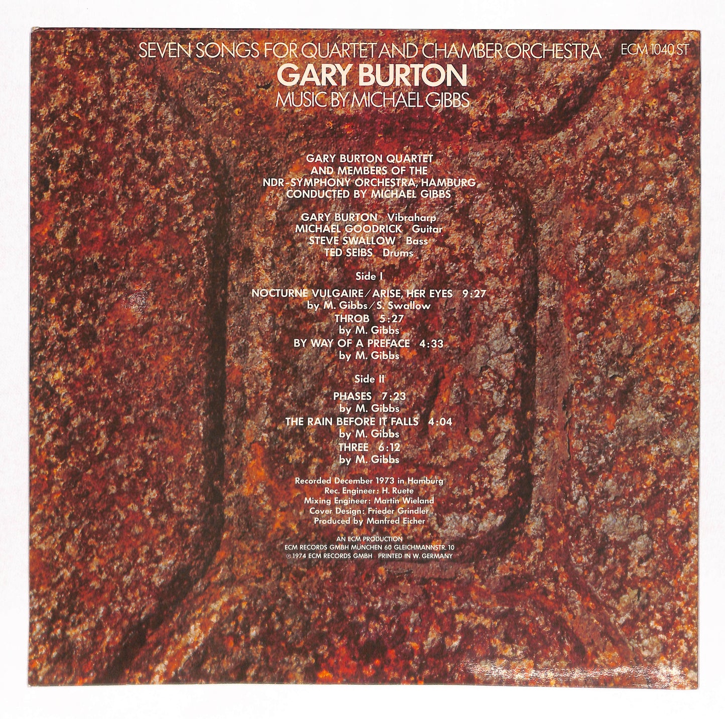 Seven Songs For Quartet And Chamber Orchestra