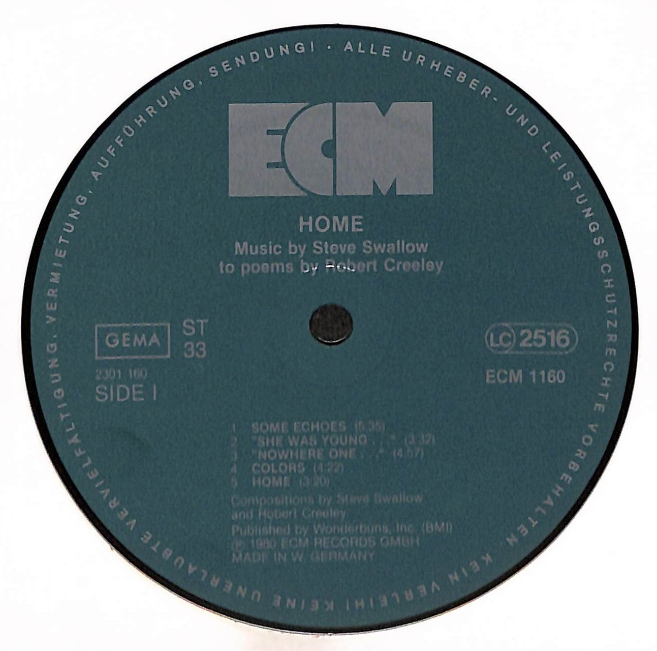 Home · Music By Steve Swallow To Poems By Robert Creeley