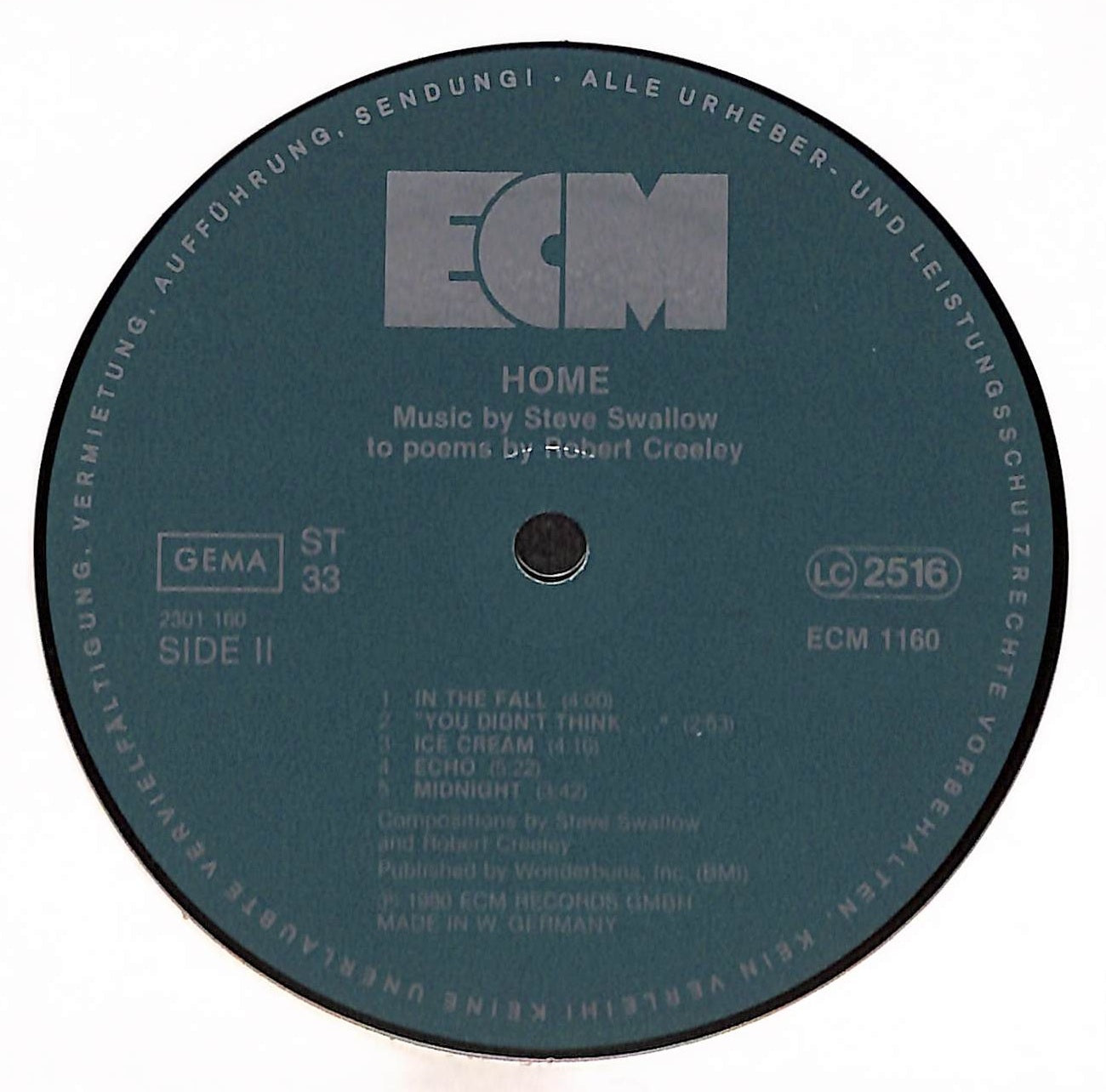 Home · Music By Steve Swallow To Poems By Robert Creeley