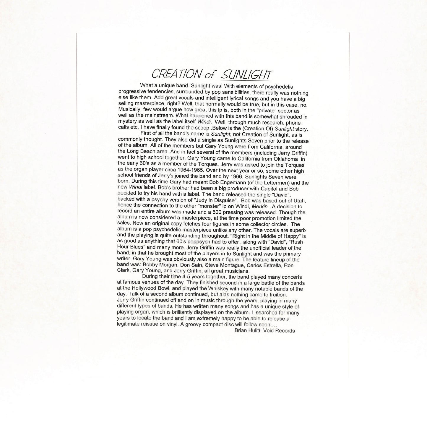 Creation Of Sunlight