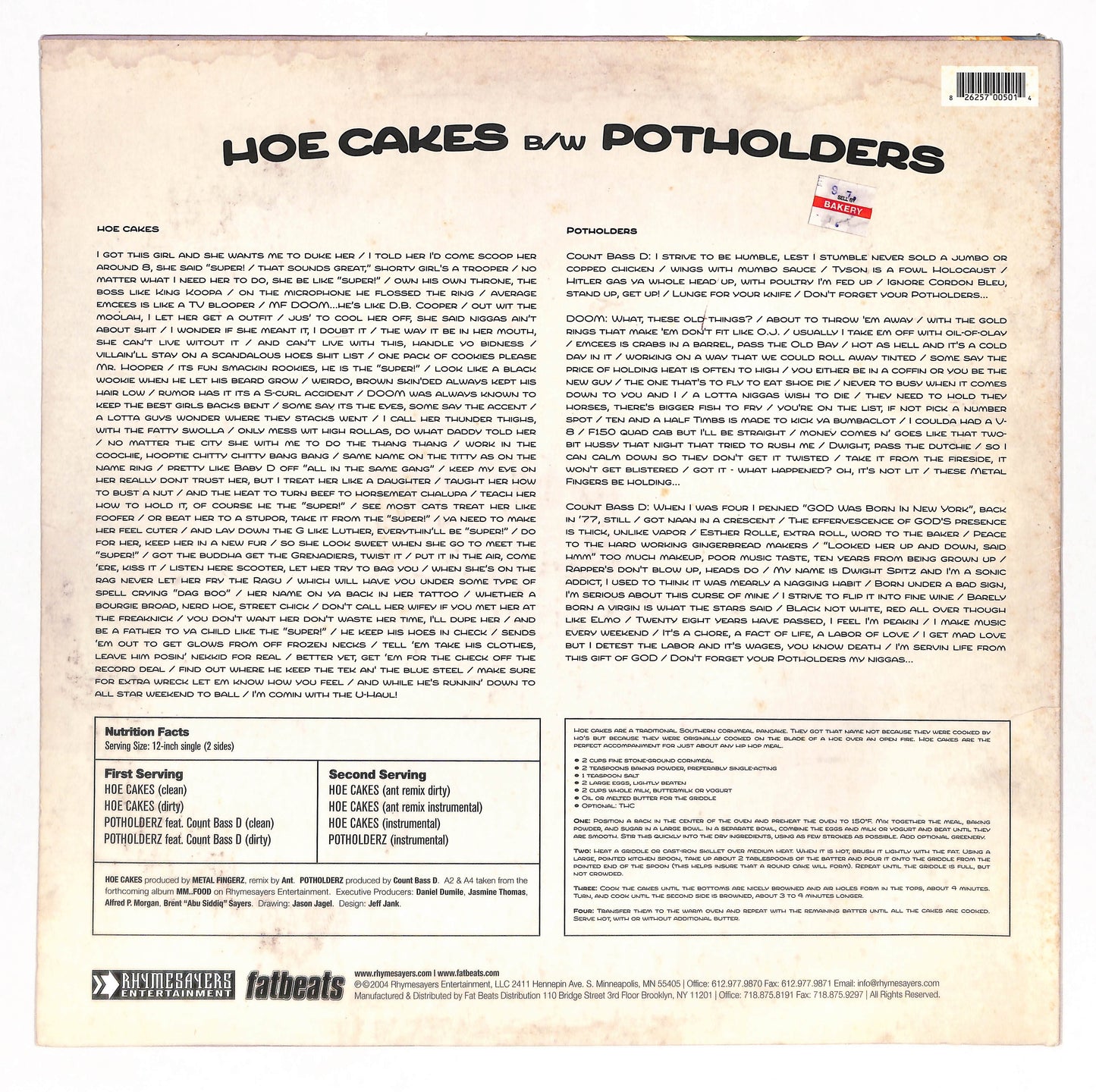 Hoe Cakes b/w Potholders