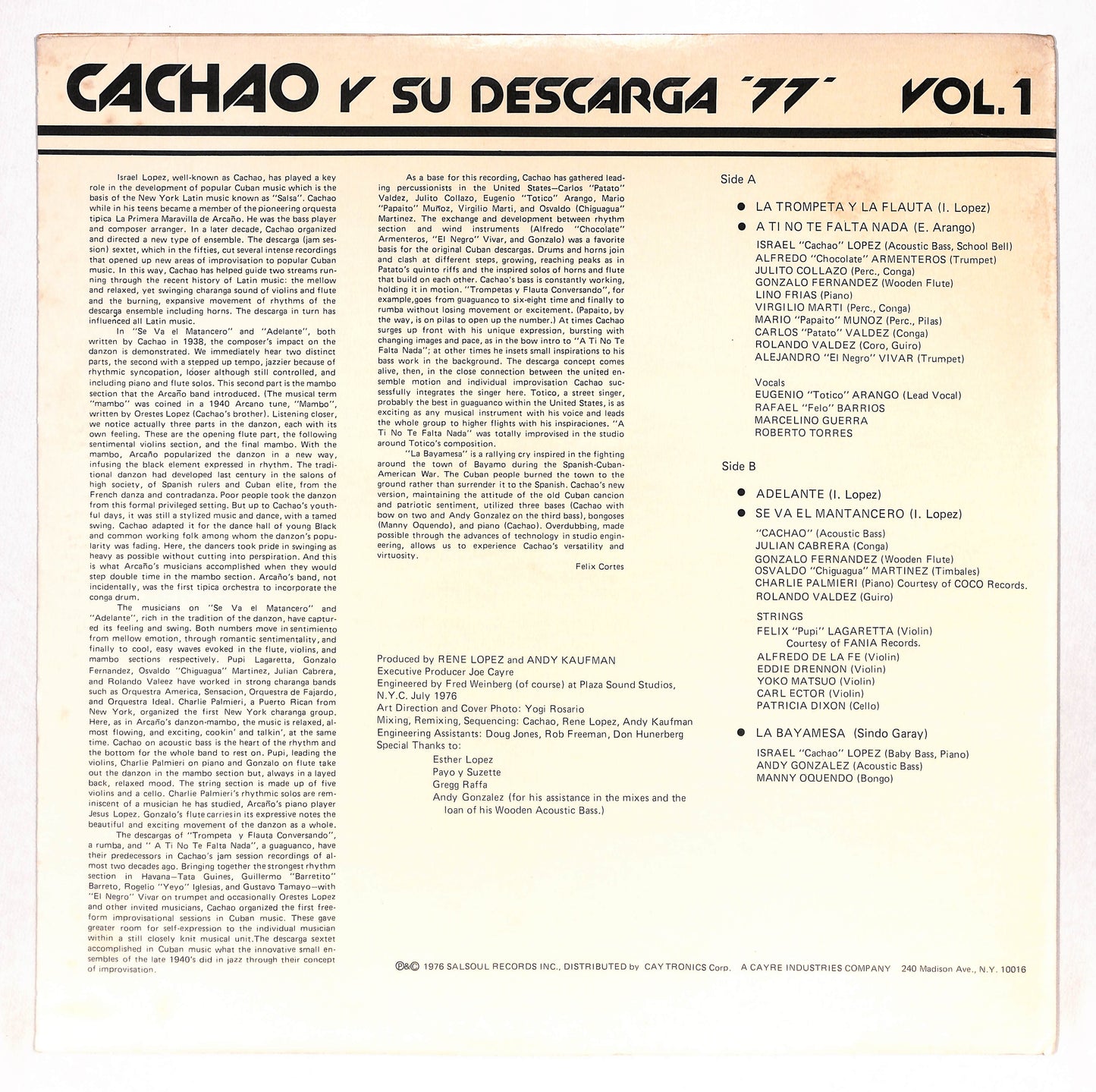 Cachao Y Su Descarga '77' Vol. 1
