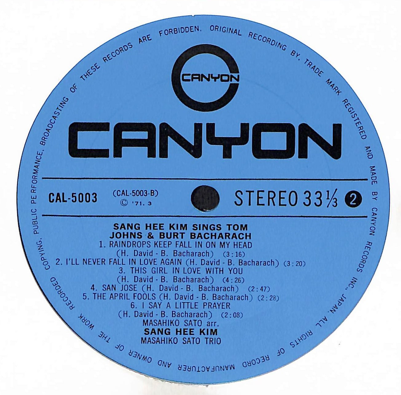 Sings Tom Jones & Burt Bacharach