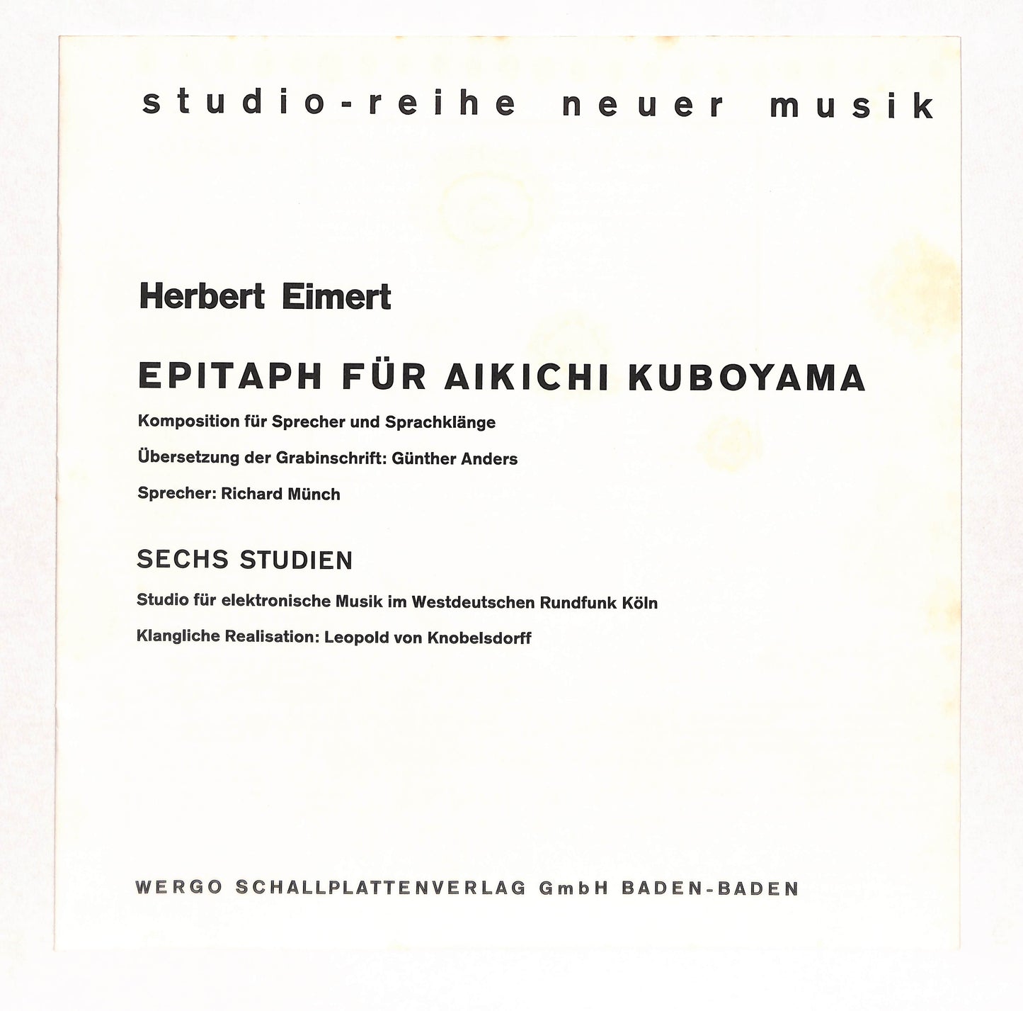 Epitaph Für Aikichi Kuboyama  /  Sechs Studien