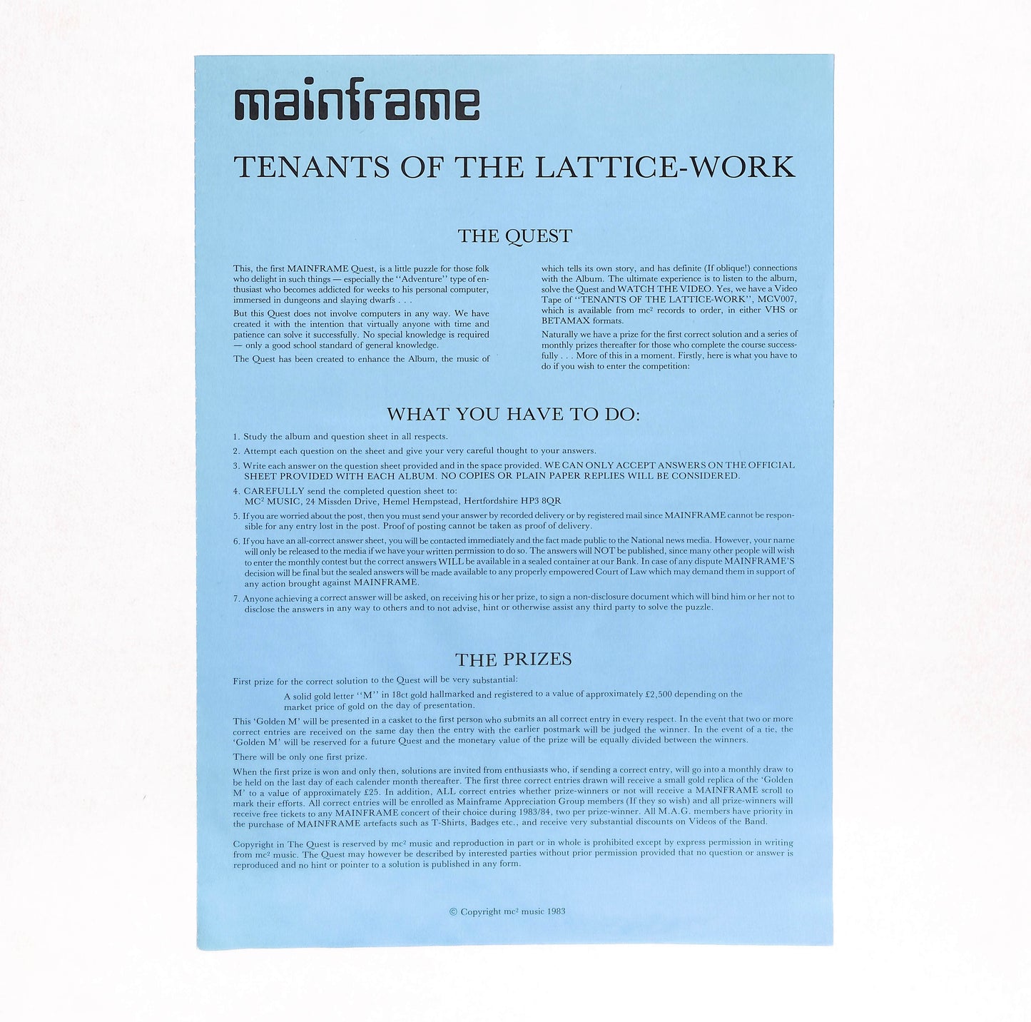 Tenants Of The Lattice-Work