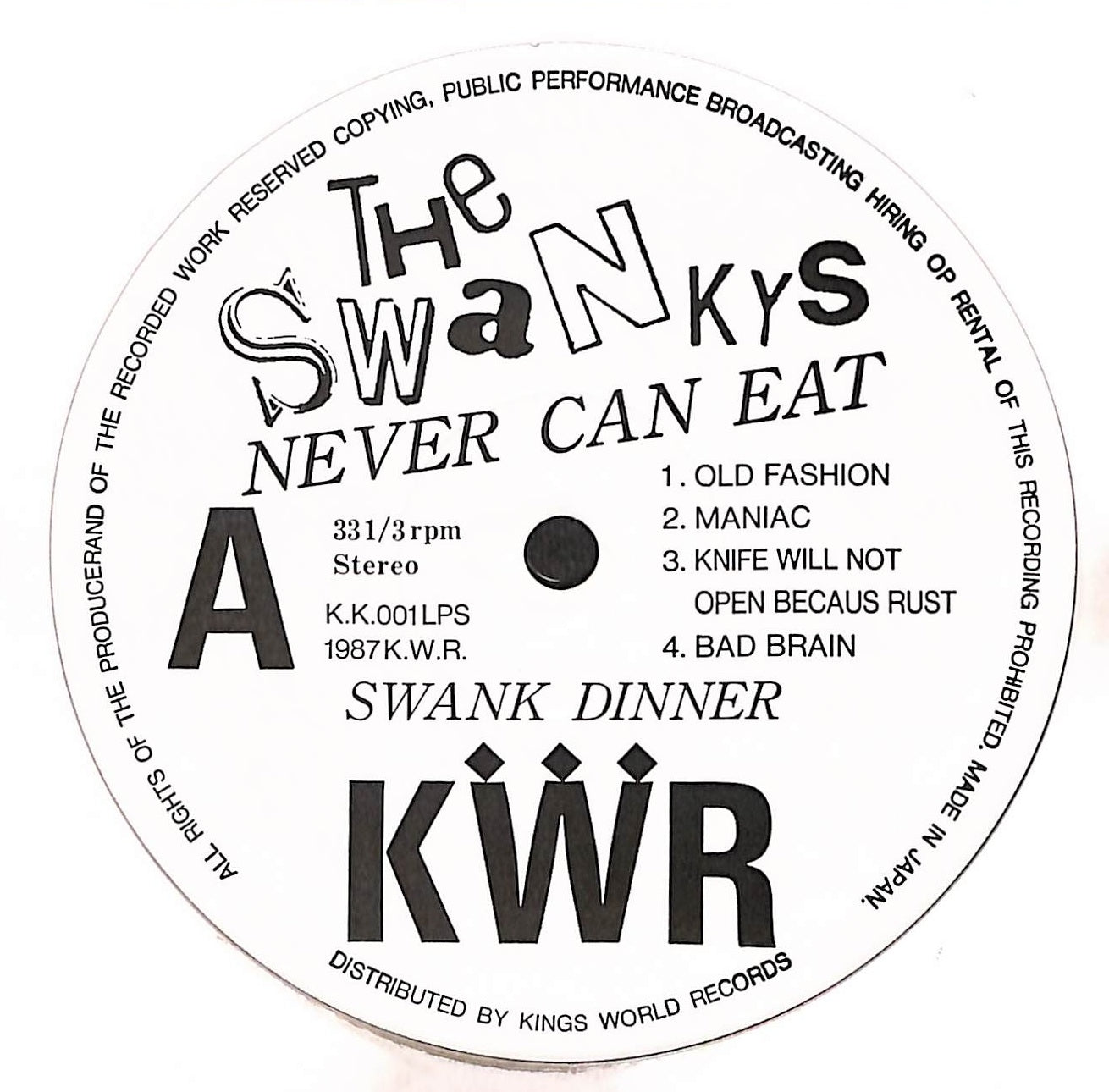 Never Can Eat Swank Dinner