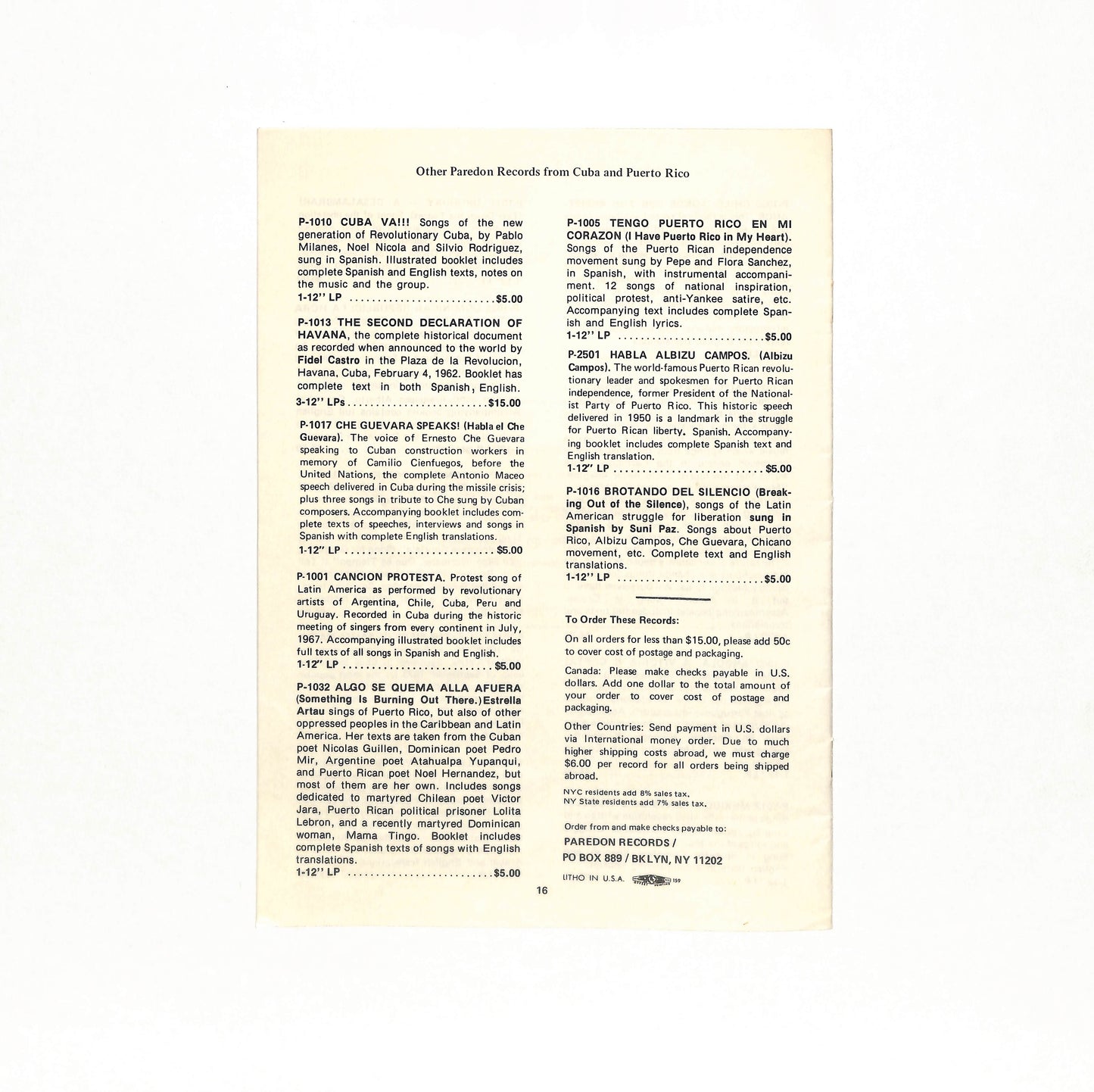 Cuba: Songs For Our America